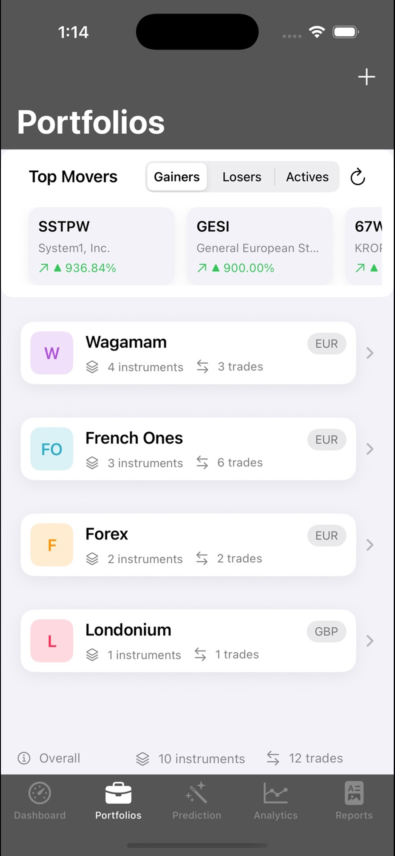 Money Watch dashboard screenshot 2